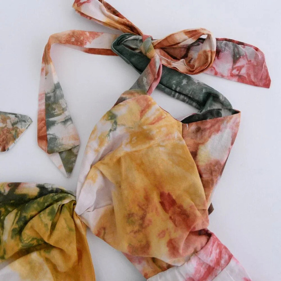 Busayo Segun Tie Dyed Cut Out 100%  Cotton Watercolor Midi Dress XS - Picture 11 of 13